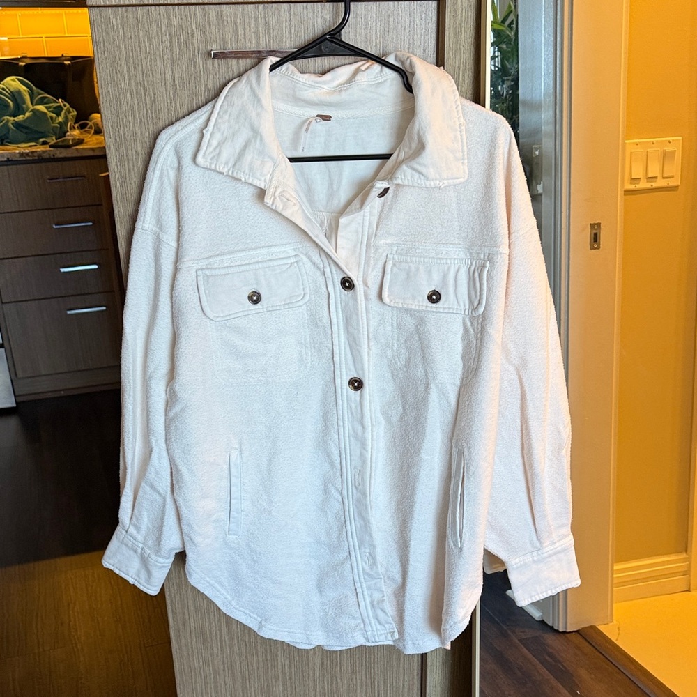 Free People White Button-Up Jacket